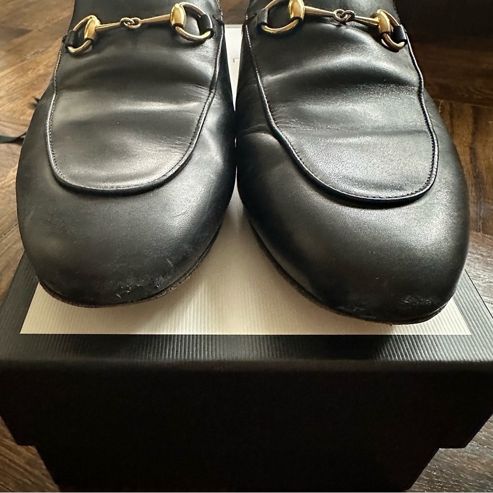 GUCCI PRINCETOWN BLACK LEATHER MULE SLIDES - SIZE 39.5 - Picture 6 of 12